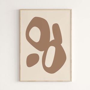 Wall Art: Abstract Modern Print, Tawny Brown & Beige Wall Decor, Printable Minimalist Poster, Digital Download