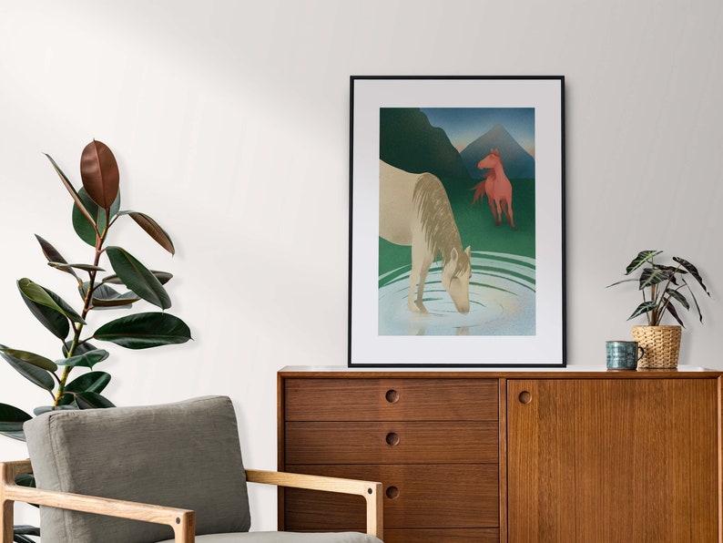 Wall Art with Horses, Two Horses Poster, Mountains, Home Decor, Printable File, Digital Download image 6