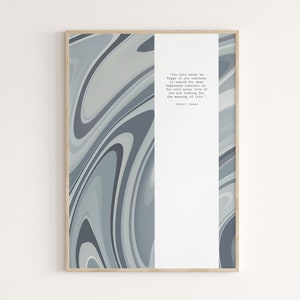 Arte della parete: stampa marmorizzata grigia, tinta bluastra, poster stampabile con effetto carta marmorizzata, decorazione da parete con citazione sulla vita, download digitale