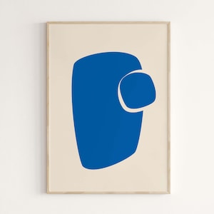 Wall Art: Abstract Modern Print, Blue & Beige Wall Decor, Printable Minimalist Poster, Digital Download