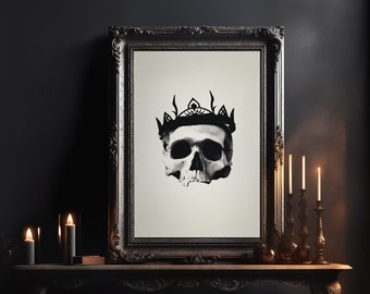 Halloween Skull Print, Printable Wall Art, Digital Download Poster, Spooky Home Decor, Gothic and Creepy Wall Decor