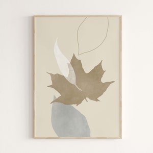 Wall Art: Abstract Autumn Print, Fall Wall Decor, Printable Leaf Fall Poster, Modern Autumn Home Decor, Maple Leaf, Digital Download