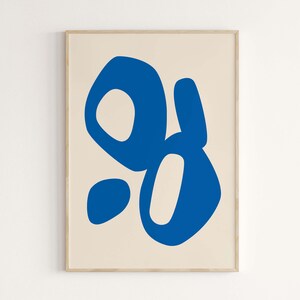 Wall Art: Abstract Modern Print, Blue & Beige Wall Decor, Printable Minimalist Poster, Digital Download