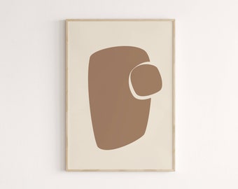 Kunst aan de muur: abstracte moderne print, Tawny Brown & Beige Wall Decor, afdrukbare minimalistische poster, digitale download