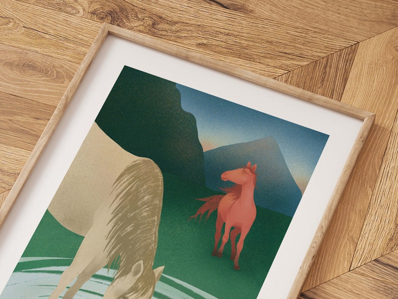 Wall Art with Horses, Two Horses Poster, Mountains, Home Decor, Printable File, Digital Download image 4