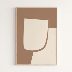 Wall Art: Abstract Modern Print, Tawny Brown & Beige Wall Decor, Printable Minimalist Poster, Digital Download