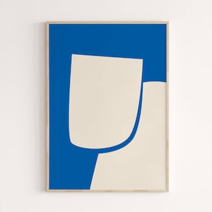 Wall Art: Abstract Modern Print, Blue & Beige Wall Decor, Printable Minimalist Poster, Digital Download