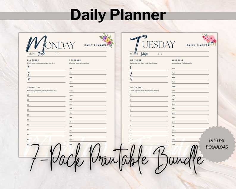 Elegant Floral Printable Planner, 5 Sizes, Fits Happy Planner Classic, Big and Mini &amp; Erin ...
