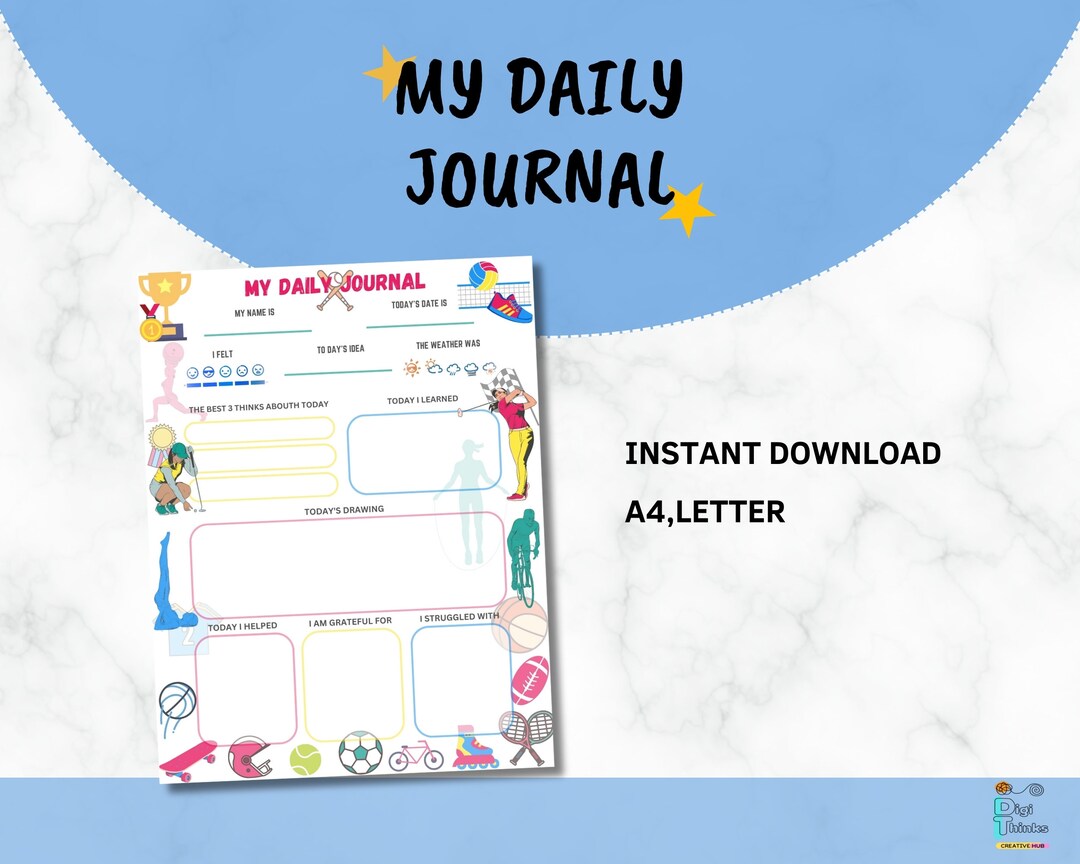 Kids Daily Routine Printable Career Collection Athlete Journal for Kids ...