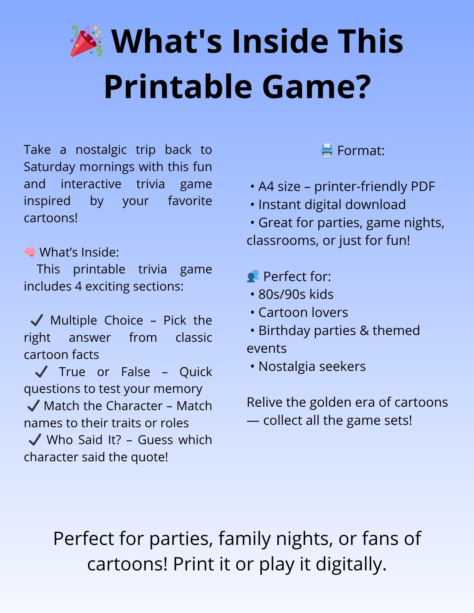 Smurfs Cartoon Trivia| Printable Digital Download | Retro Party Game - Etsy