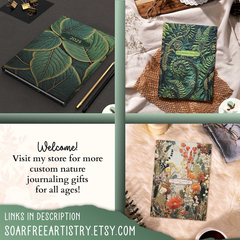 I Invite you to visit for more of my custom nature notebook journals designed for all ages. Links in description.