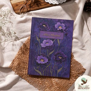 Violet Purple Flowers Journal | Personalized Purple Floral Notebook For Women | Custom Hardcover Journals | Dark Academia Aesthetic