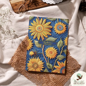 Sunflower Journal Gift for Women and Girls | Personalized Sunflower Gifts | Custom Name Notebook | Hardcover with Lined Interior Paper