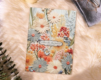 Vintage Floral Journal for Women | Personalized Peaceful Wildflower Faux Embroidered Journals | Cottagecore Gifts | Custom Notebooks