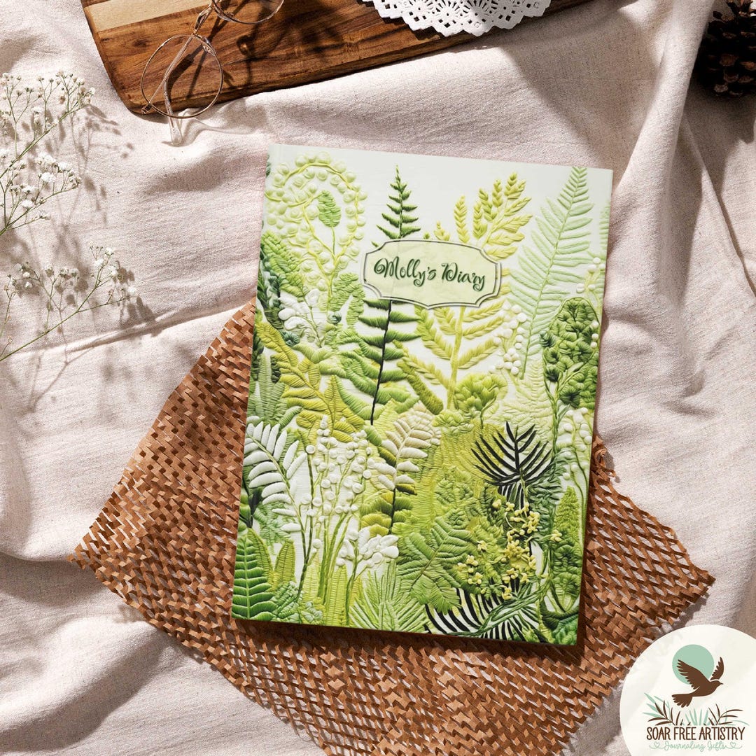 Forest Ferns Nature Journal for Women Personalized Hardcover Foliage ...