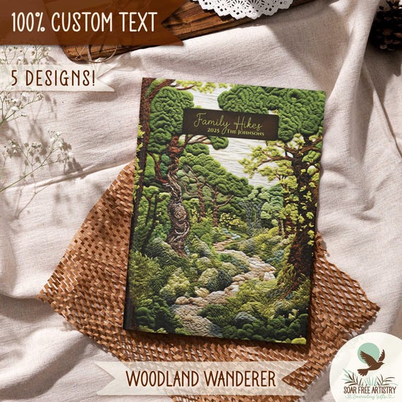 Forest Aesthetic Journals, Green Custom Nature Notebooks | 5 Rustic Woodland and Fern Art Journal Gifts for Hikers, Her, Him | CL7