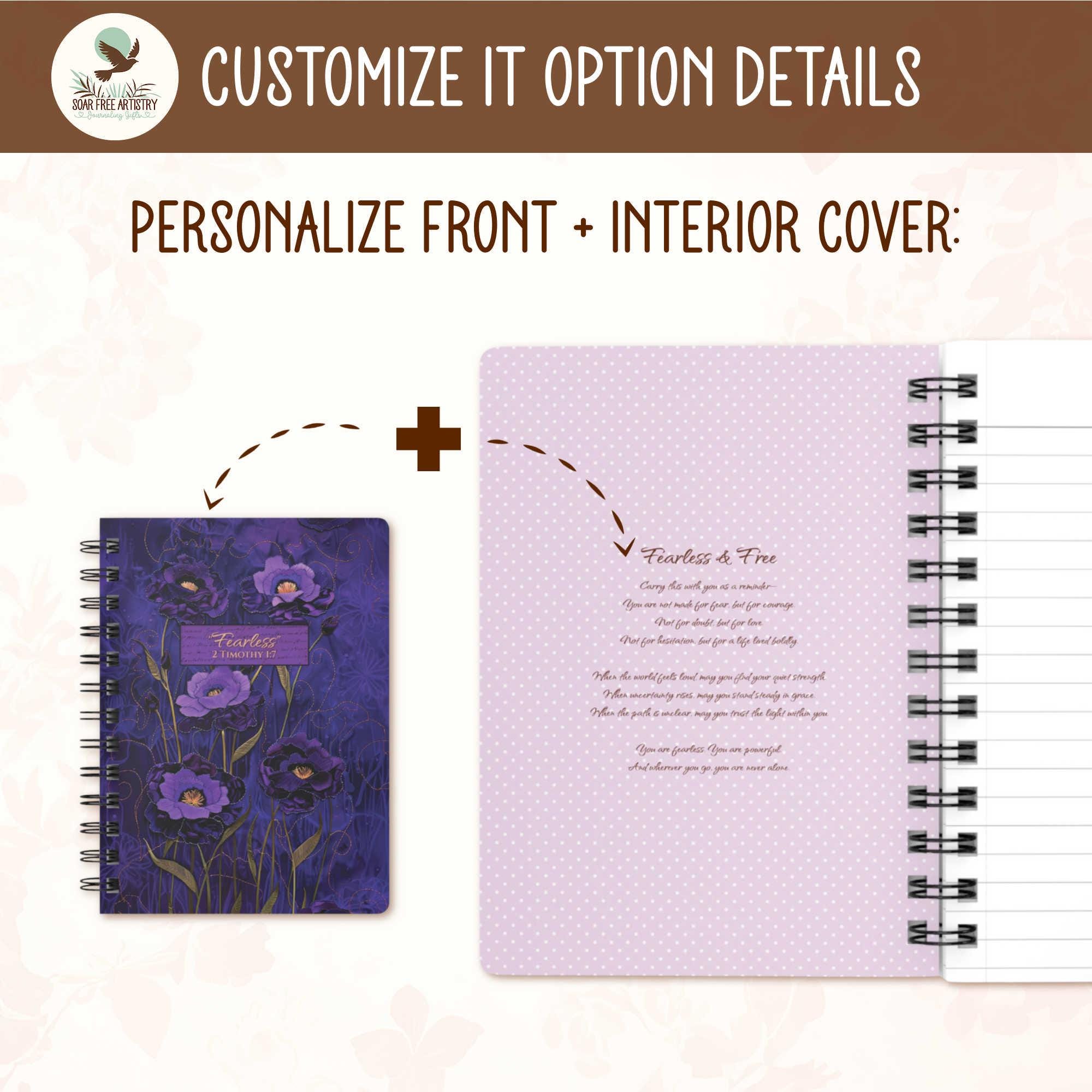 Notebook Design Color Violet Purple Flowers Spiral Notebook, Personalized Spiral Bound Violet Dark ...