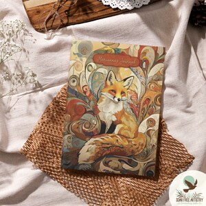 Fox Art Personalized Journal Gift for Fox Lover, Customized Vintage Cottagecore Fox Notebooks for Women and Girls