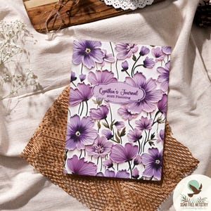 Purple Violets Journal, Personalized Cottagecore Gifts for Women | Custom Printed Violet Flowers Notebook