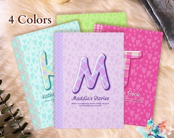 Personalized Journals for Kids | Cute Monogram Gifts for Daughter Niece | Initial Notebooks  | 4 Color Options