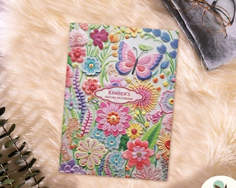 Colorful Journals for Girls,  Personalized Cute Flowers Notebook for Kids, Butterfly Gifts for Niece Daughter Granddaughter, Printed