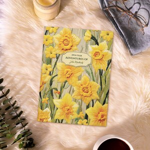 Personalized Birth Month Journal for Women | Custom Hardcover Floral Embroidered Journals | Artistic Notebooks | March Birthday Daffodils