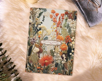 Woodland Wildflower Embroidered Journal For Women | Personalized Forest Flower Hardcover Keepsake Journal | Rustic Nature Artistic Notebook