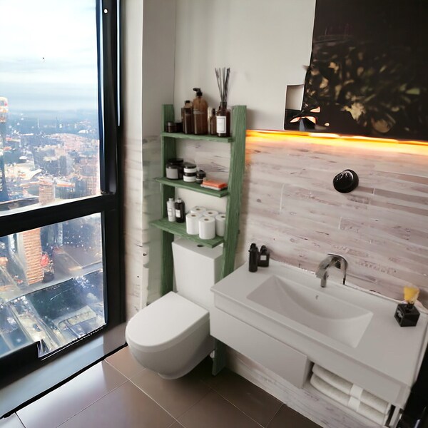 Over the Toilet Ladder Shelf Etsy