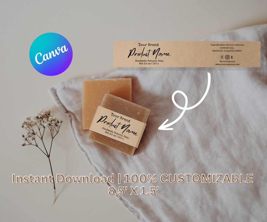 Printable Soap Label Template, DIY Soap Label, Kraft Soap Label ...