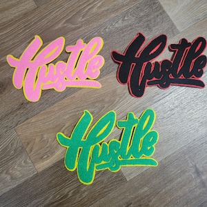 Hustle iron on Chenille Patch (approximately 10x8) FREE SHIPPING