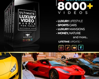 Ultieme luxe auto, horloges-geldvideobundel voor virale inhoud | 8000+ hoogwaardige clips | TikTok, YouTube Shorts, Instagram Reels-pakket