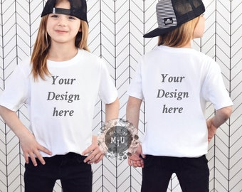 White T-Shirt Mockup Models | Toddler Girl/ Boy| TShirt Mock up | Childs Shirt | Kids Friends Tee Mockup