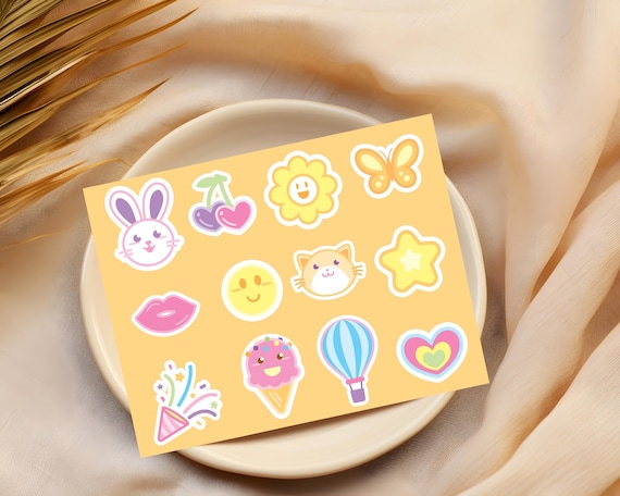 Cute Aesthetic Vector Stickers – Kawaii Digital Sticker Pack | Cute Vector Sticker Pack Digital Download | Cute Planner Stickers Digital