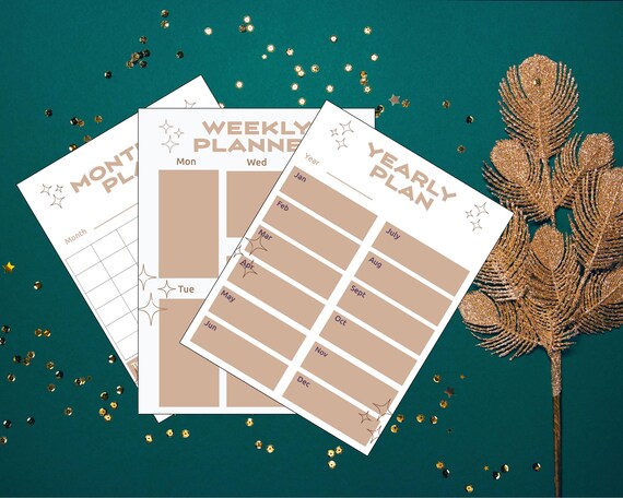 Get Organized with the Printable Weekly, Monthly, Yearly Planner Bundle | 365 Days of Productivity | Weekly, Monthly, Yearly Planning Kit