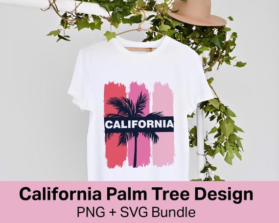 California T-shirt Logo Design | Palm Tree Sunset SVG PNG | Retro California Graphic