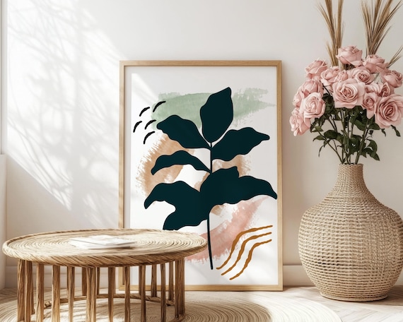 Minimalist Watercolour Leaf Print | Abstract Botanical Wall Art | Digital Download
