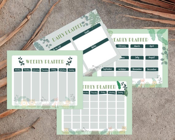 Printable Planner Bundle | Daily, Weekly, Monthly, Yearly (Digital Download)