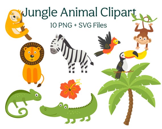 Jungle Animal Clipart Set | Safari PNG SVG Files (Digital Download)