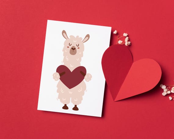 Valentine Llama Clipart Set: Boho Hearts, PNG SVG (Digital Download)