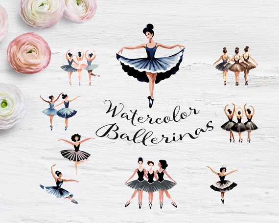 Watercolor Ballerina Clipart for Your Artistic Projects | Watercolor Dance Poses Clipart | Ballet Performance Clipart | Ballet Pose Clipart