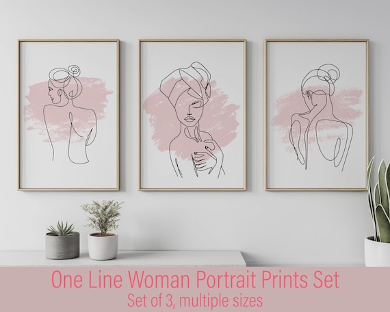 Set of 3 Minimalist Woman Line Art Prints | Modern Feminine Printable Decor (Digital Download)