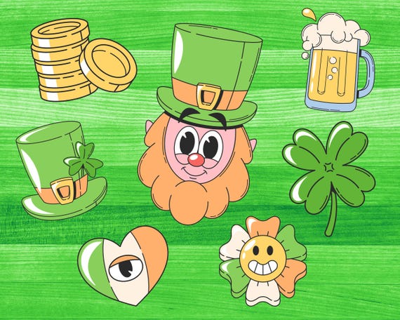 Retro St. Patrick's Day Clipart: Irish Elements SVG & PNG (Digital Download)