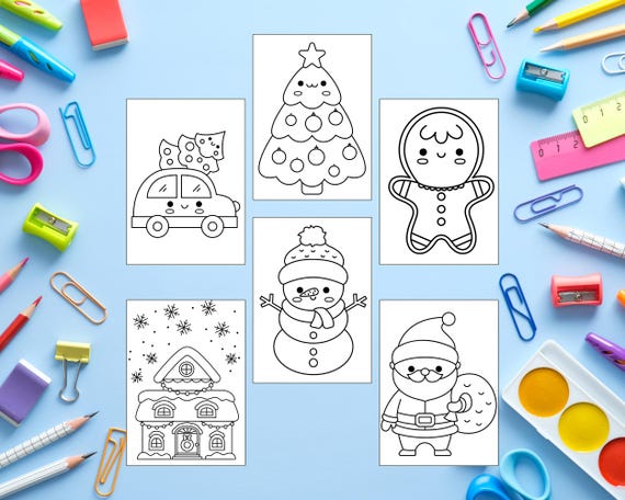 Christmas Colouring Pages for Kids | Holiday Printable Activity Sheets | Santa, Snowman & Gingerbread Digital Download