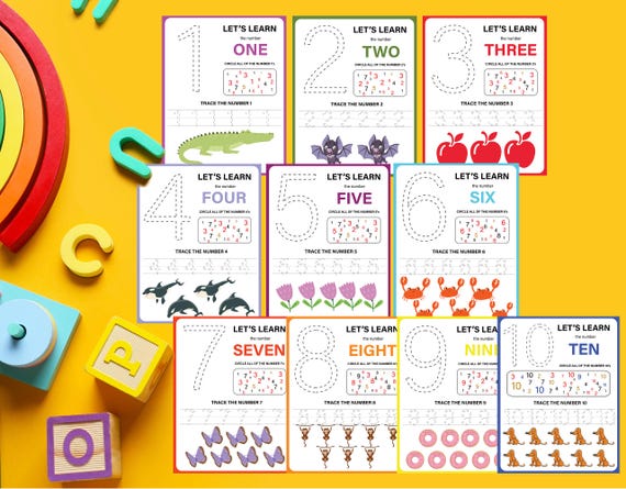 Fun Kids Learning Worksheets for Numbers 1-10 | Tracing & Number Recognition Practice | Kindergarten Number Worksheets