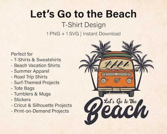 Retro Surf Van T-Shirt Design | Palm Trees, Beach Trip (PNG + SVG)