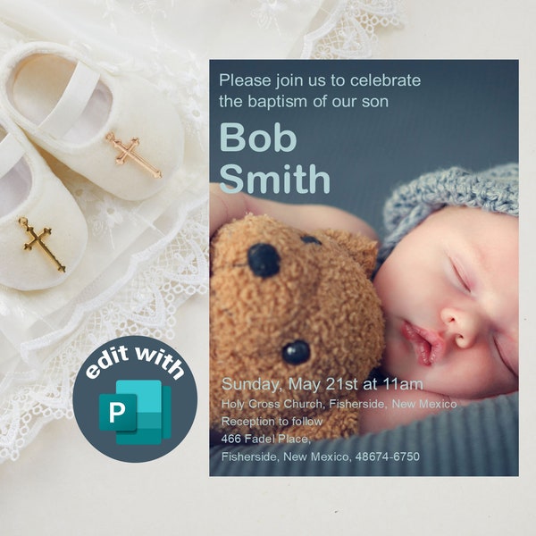 Create Adorable Baptism Invitations with Ease: Universality Publisher Templates | Customizable Baptism Invites | Cute Baptism Invitations