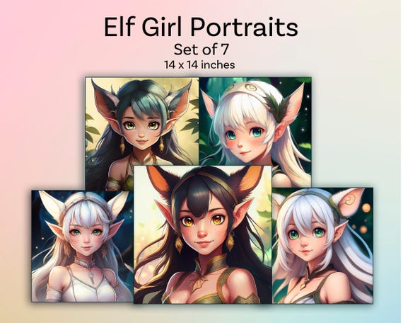 Anime Elf Girl Illustration: Japanese Fantasy Art (PDF Download, 7 Templates)