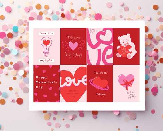 Mini Valentine's Day Cards Printable | Red & Pink Love Notes (2.5x3.5) (Digital Download)