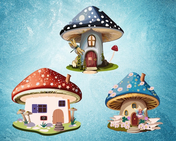 Magic Mushroom House Clipart Bundle | Whimsical Fairy Tale SVG & PNG Digital Download