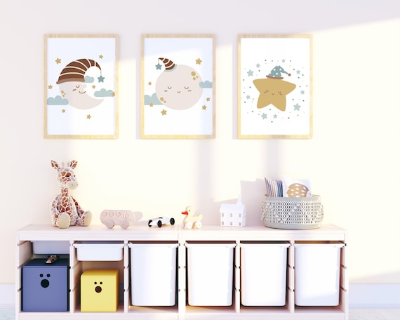 Moon Star Nursery Wall Art Set | Dreamy Baby Room Printable Decor (Digital Download)